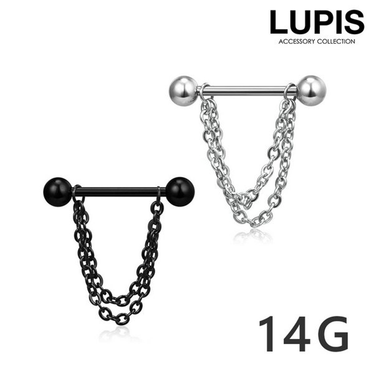 【14G】チェーンストレートバーベルボディピアス | LUPIS | 詳細画像1 