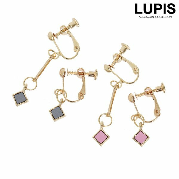 スクエアレザーアシンメトリーイヤリング | LUPIS | 詳細画像1 