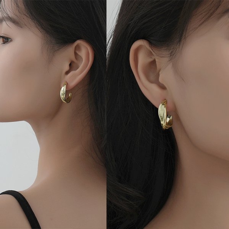 X361 ピアス 韓国 レディース ゴールド 左右非対称 小ぶり