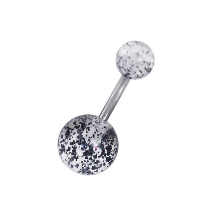 ブラック | 【14G】グリッターボールバナナバーベルボディピアス へそピアス 【サージカルス… | LUPIS