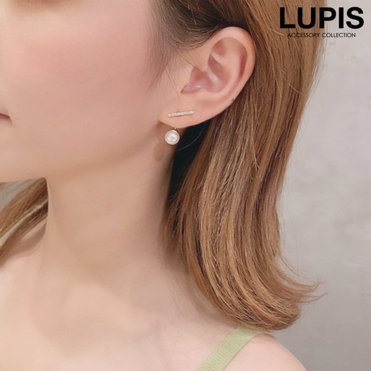 バー×パールバックキャッチピアス  | LUPIS | 詳細画像1 