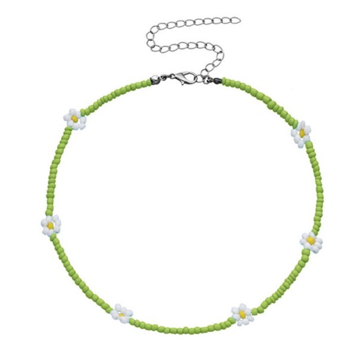 グリーン | フラワービーズチョーカーネックレス 【チョーカー フラワー | LUPIS