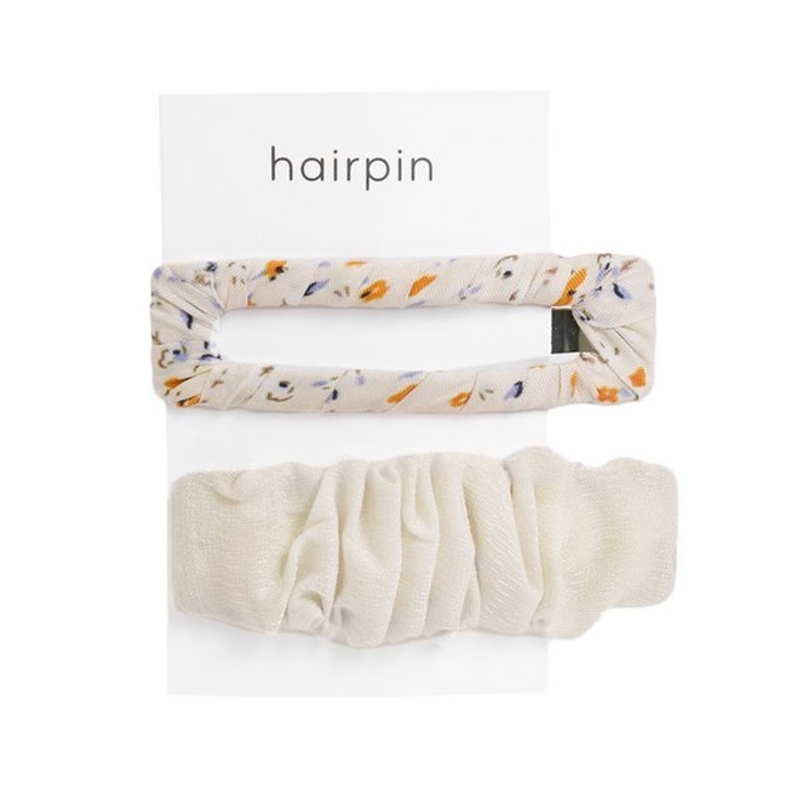 アイボリー | ギャザー×フラワーぱっちんヘアピンセット 【ヘアピン パッチンピン | LUPIS