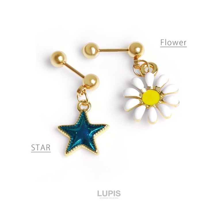 ≪20G≫スター×フラワーチャームストレートバーベルボディピアス  | LUPIS | 詳細画像2 