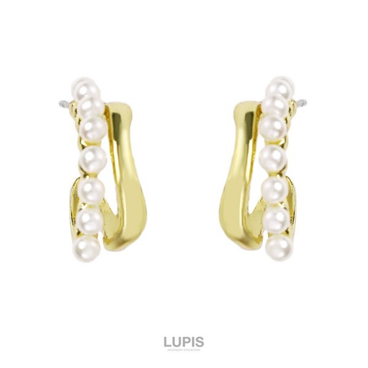 パール×メタルダブルラインフープピアス【S925ポスト】 | LUPIS | 詳細画像2 