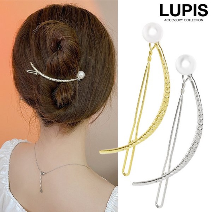 カーブライン一粒パールヘアバレッタ  | LUPIS | 詳細画像1 