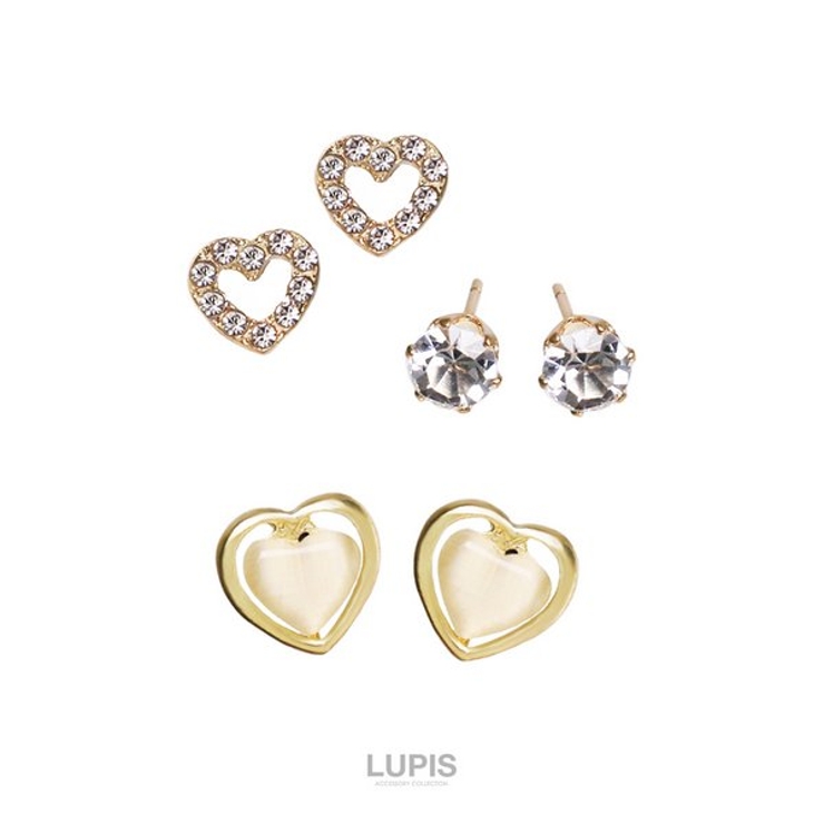 ハート×ストーンピアスセット【3ペアセット】 | LUPIS | 詳細画像3 