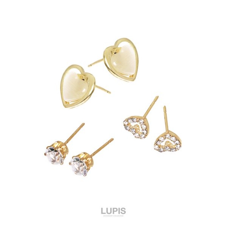 ハート×ストーンピアスセット【3ペアセット】 | LUPIS | 詳細画像4 