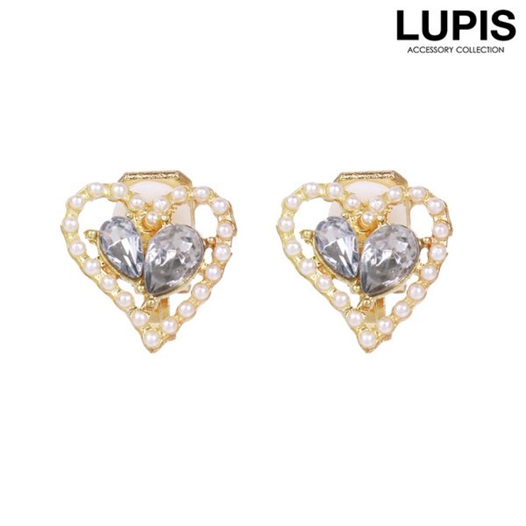 パール×ビジューハートイヤリング【クリップ式】 | LUPIS | 詳細画像1 