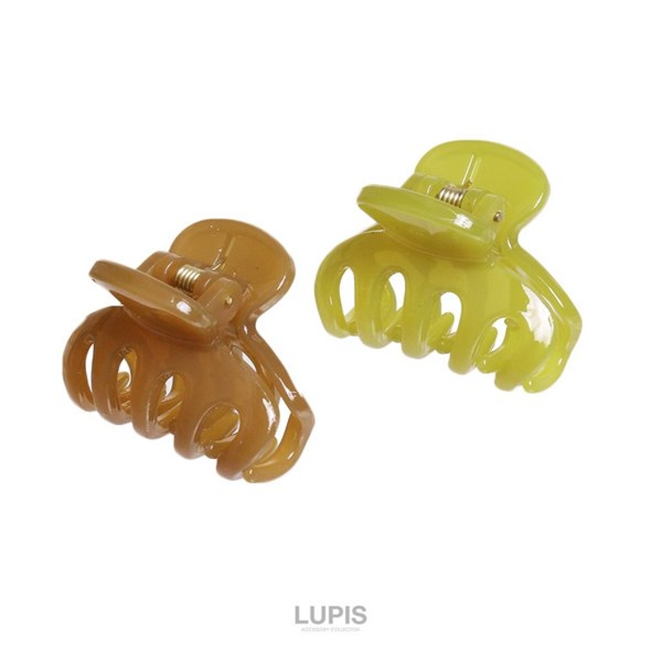 モカ×マスタード | バイカラーミニヘアクリップセット【2個セット 小ぶり】 | LUPIS