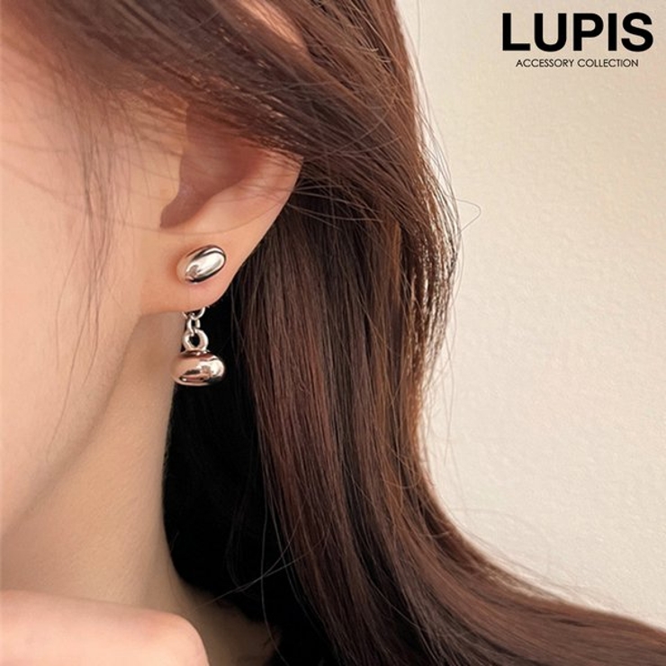 メタルビーンバックキャッチピアス【S925ポスト 2way】 | LUPIS | 詳細画像1 