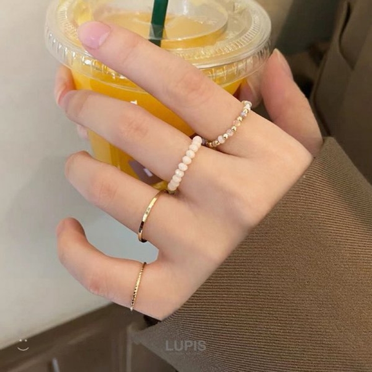 ビーズ×メタルリングセット【4本セット】 | LUPIS | 詳細画像2 