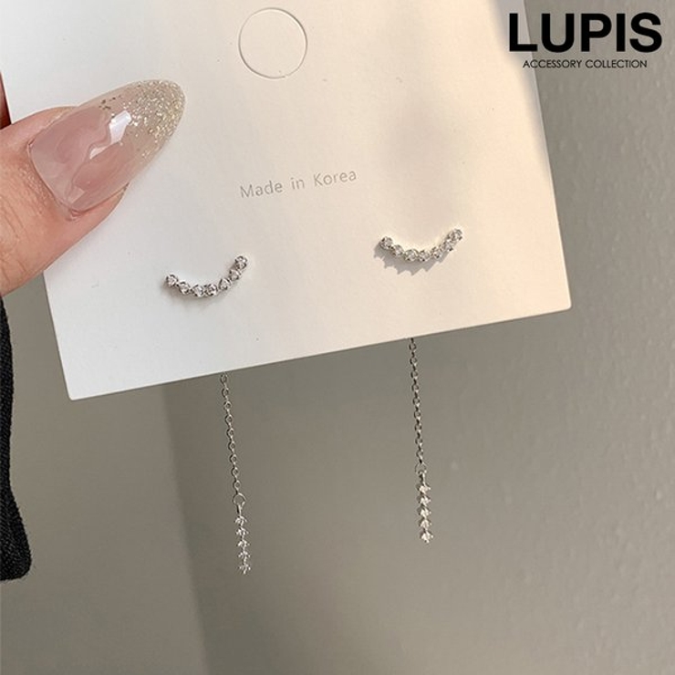 カーブラインロングチェーンバックキャッチピアス【S925ポスト】 | LUPIS | 詳細画像1 
