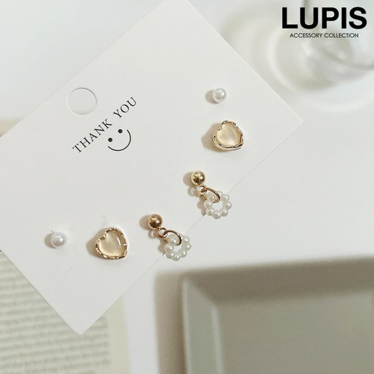 パールハートピアスセット【3種セット】 | LUPIS | 詳細画像1 