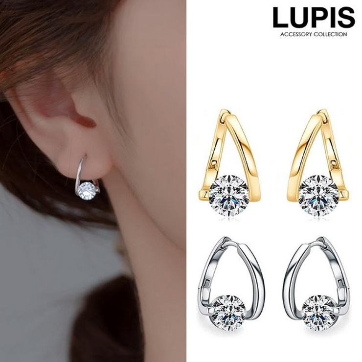 キュービックジルコニアツイストフープピアス[品番：LPSA0005163