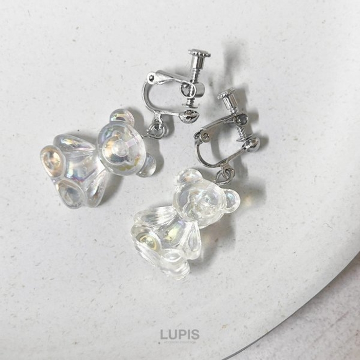 オーロラくまイヤリング【ネジバネ式】 | LUPIS | 詳細画像4 
