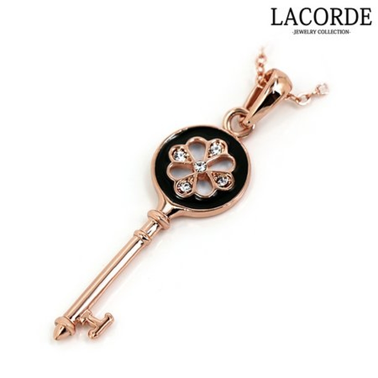 ピンクゴールドストーンキーネックレス LACORDE 激安正規品 ネックレス 最高の品質