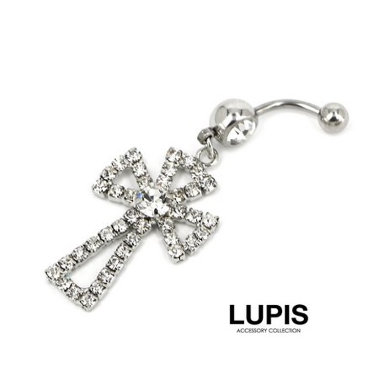 クロスパヴェ＆ジュエルバナナバーベルボディピアス へそピアス | LUPIS | 詳細画像2 