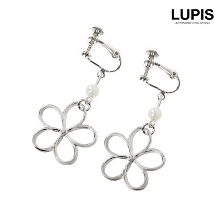 シルバー | フラワーシンプルパールイヤリング【ネジバネ式】 | LUPIS