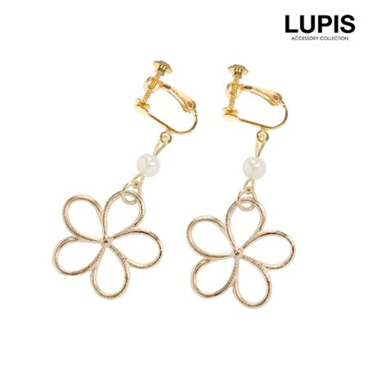 ゴールド | フラワーシンプルパールイヤリング【ネジバネ式】 | LUPIS