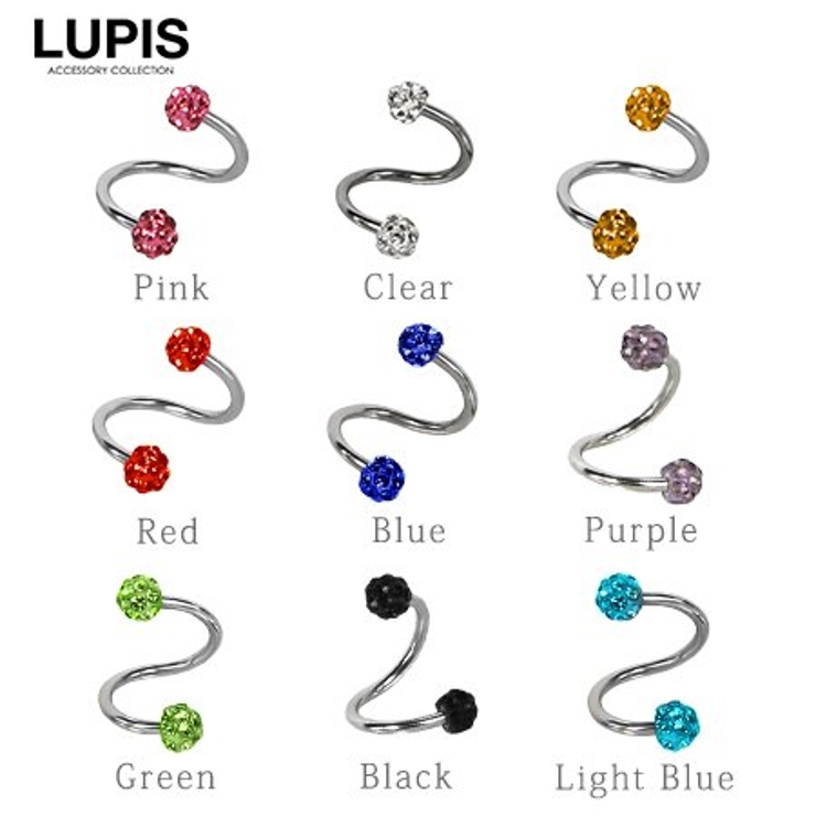 【16G】カラーパヴェスパイラルバーベルボディピアス | LUPIS | 詳細画像2 