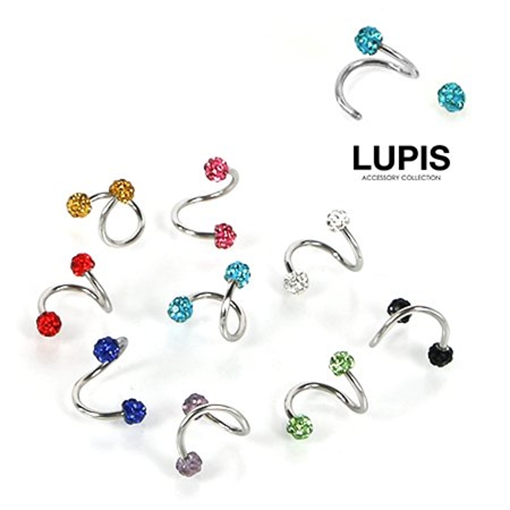 【16G】カラーパヴェスパイラルバーベルボディピアス | LUPIS | 詳細画像4 