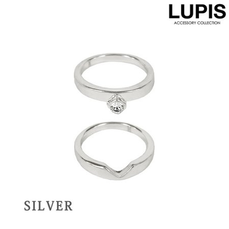 シルバー | シンプルデザイン2連リングセット【2本セット 指輪】 | LUPIS
