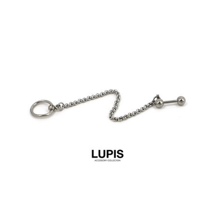 シルバー | ≪16G≫ストレートバーベルチェーンジュエルビーズリング  | LUPIS