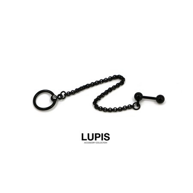 ブラック | ≪16G≫ストレートバーベルチェーンジュエルビーズリング  | LUPIS