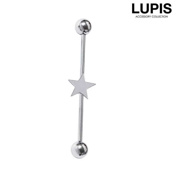 【14G】スター＆スカルインダストリアルロングバーベルボディピアス | LUPIS | 詳細画像3 