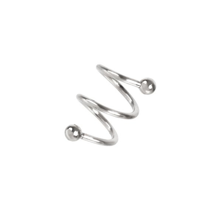 シルバー | 【16G】ダブルスパイラルバーベルボディピアス | LUPIS