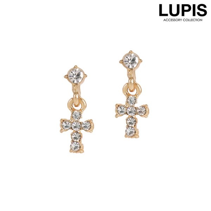 クロス＆ストーンパヴェ2連ピアス 【ピアス アクセサリー | LUPIS | 詳細画像1 