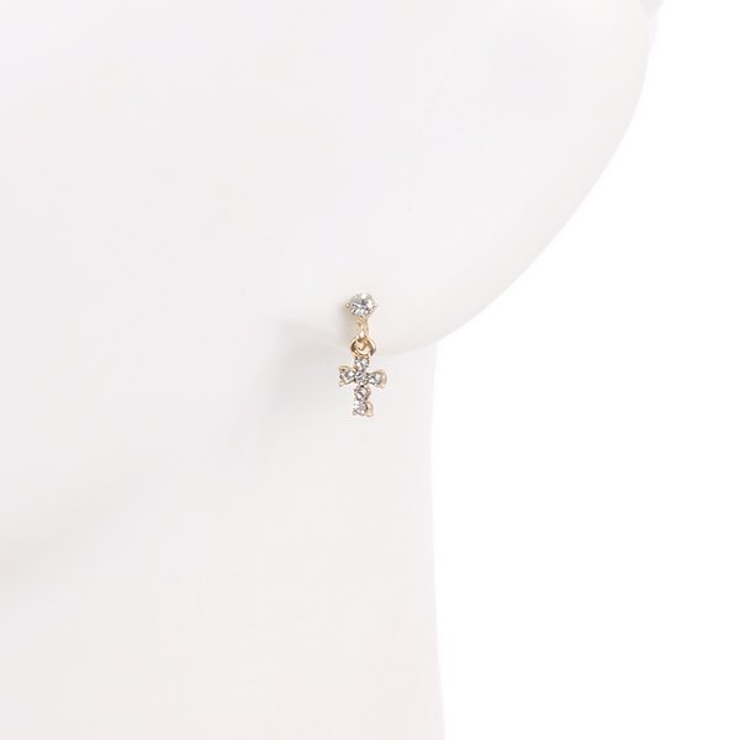 クロス＆ストーンパヴェ2連ピアス 【ピアス アクセサリー | LUPIS | 詳細画像3 