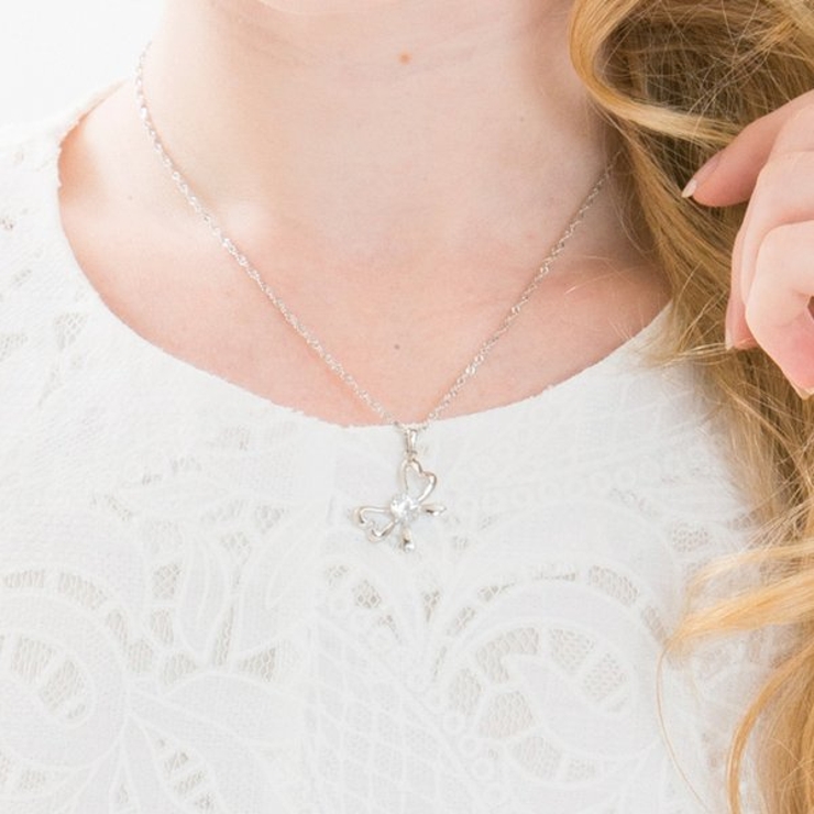 ハートリボンキュービックジルコニアネックレス【LACORDE】 | LACORDE  | 詳細画像2 