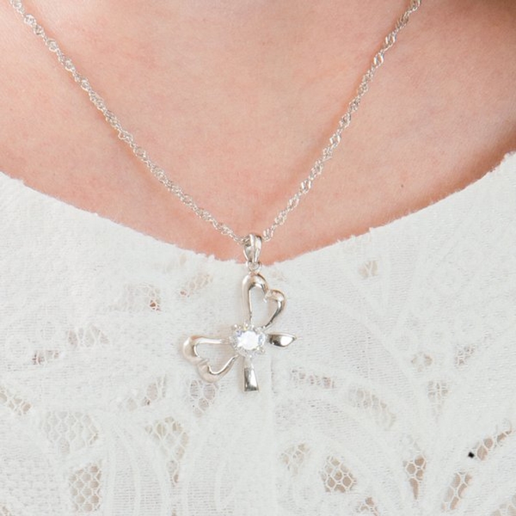 ハートリボンキュービックジルコニアネックレス【LACORDE】 | LACORDE  | 詳細画像3 