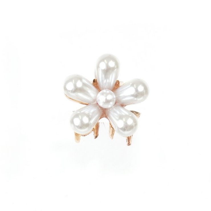 ≪1個入り≫フラワーパールミニヘアクリップ【小さい ヘアアクセサリー  