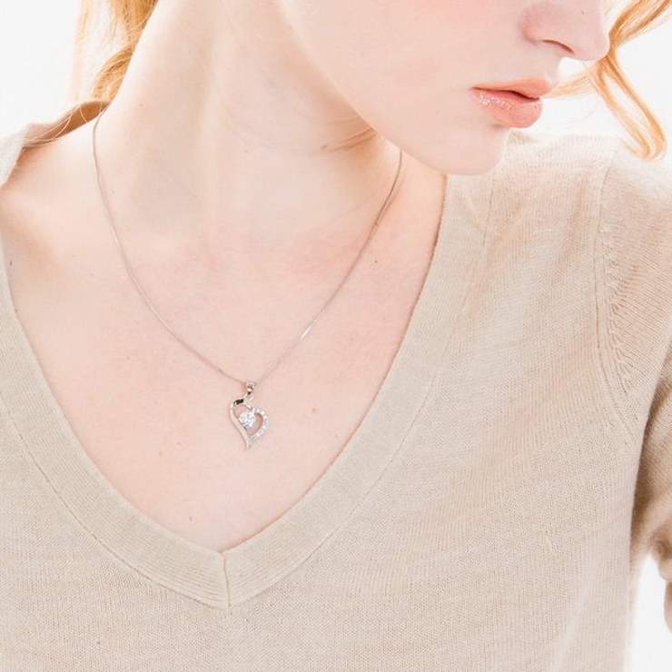 オープンハートデザインキュービックネックレス【LACORDE】 | LACORDE  | 詳細画像3 