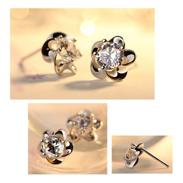 フラワーデザインキュービックジルコニアピアス【LACORDE】 | LACORDE  | 詳細画像2 