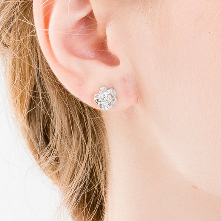 フラワーデザインキュービックジルコニアピアス【LACORDE】 | LACORDE  | 詳細画像3 