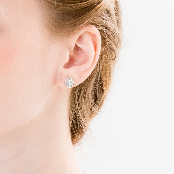 フラワーデザインキュービックジルコニアピアス【LACORDE】 | LACORDE  | 詳細画像4 