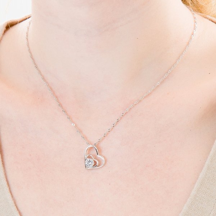 ダブルハートモチーフキュービックネックレス【LACORDE】 | LACORDE  | 詳細画像2 