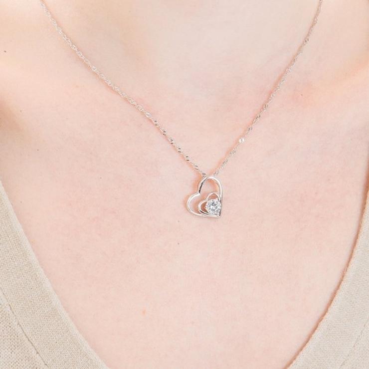 ダブルハートモチーフキュービックネックレス【LACORDE】 | LACORDE  | 詳細画像3 