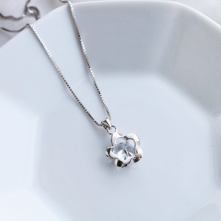 シルバーフラワーキュービックネックレス【LACORDE】 | LACORDE  | 詳細画像3 