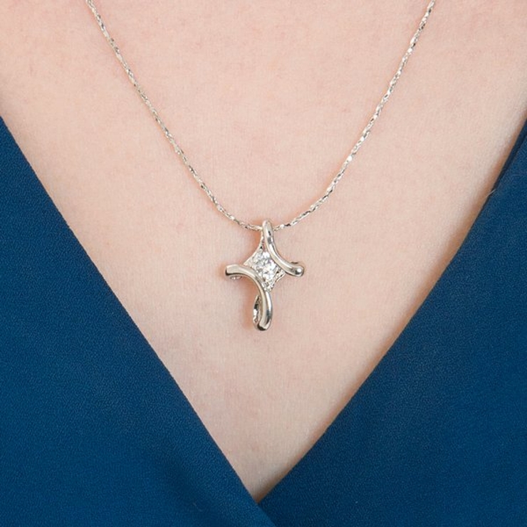 キュービックジルコニアシルバーデザインネックレス【LACORDE】 | LACORDE  | 詳細画像3 