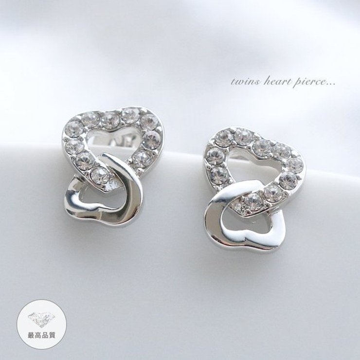 2連ハートキュービックデザインピアス【LACORDE】 | LACORDE  | 詳細画像1 