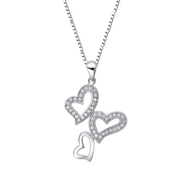 ハート3連キュービックネックレス【LACORDE】 | LACORDE  | 詳細画像1 