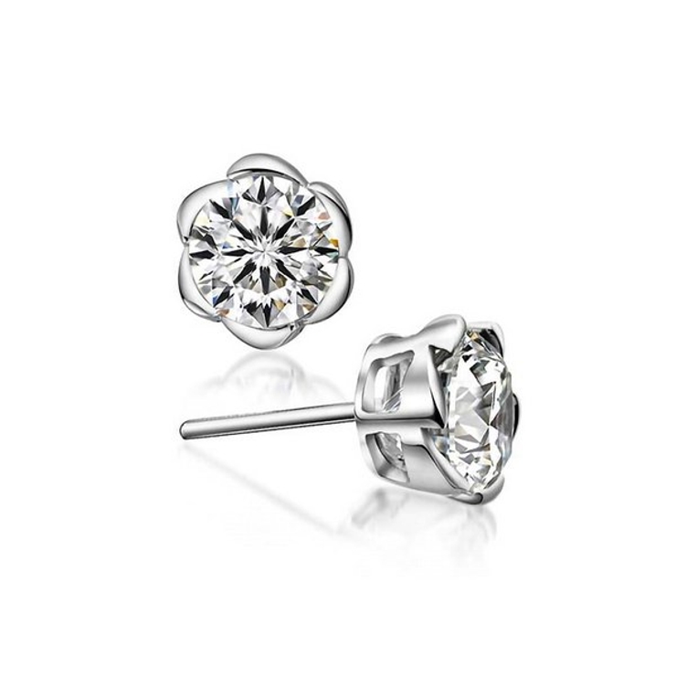 シルバーフラワーキュービックピアス【LACORDE】 | LACORDE  | 詳細画像1 