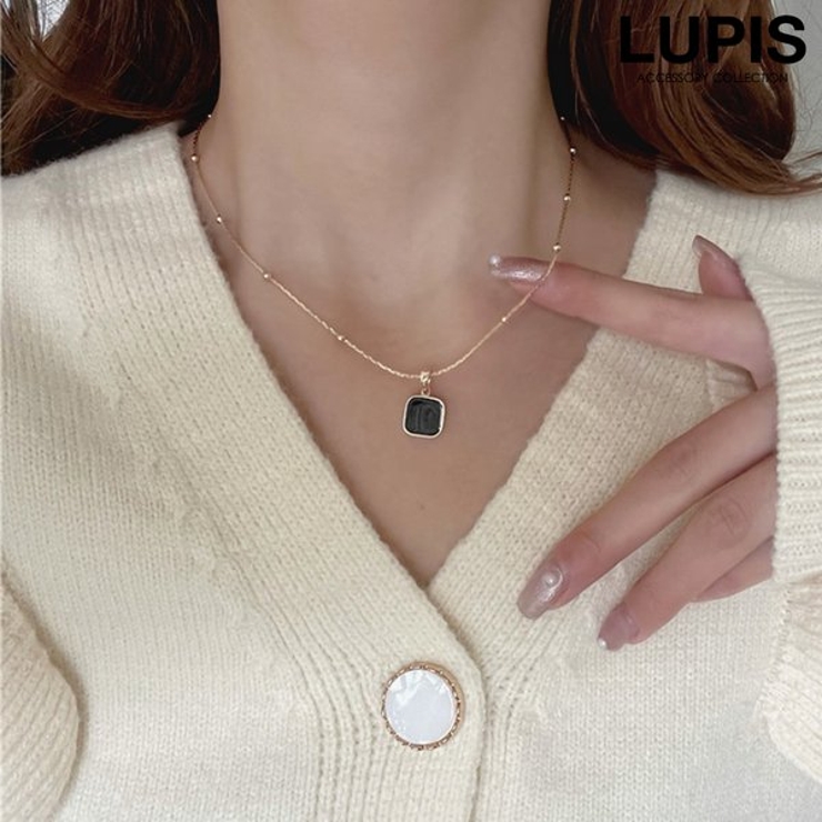 ラウンドスクエア×ステーションボールチェーンネックレス | LUPIS | 詳細画像1 