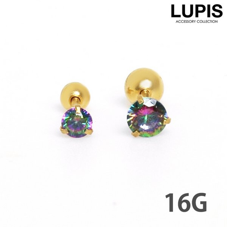 ≪16G≫レインボーダークストーンストレートバーベルボディピアス 【プチプラ サ… | LUPIS | 詳細画像1 