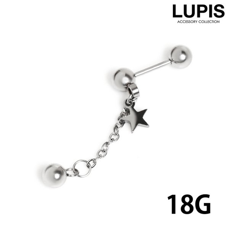 ≪18G≫スター×チェーンストレートバーベルボディピアス  | LUPIS | 詳細画像1 